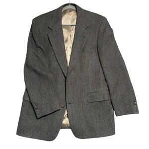 VTG USA PALM‎ BEACH Wool Tweed Brown Gray Herringbone Sport Coat Blazer 275 L